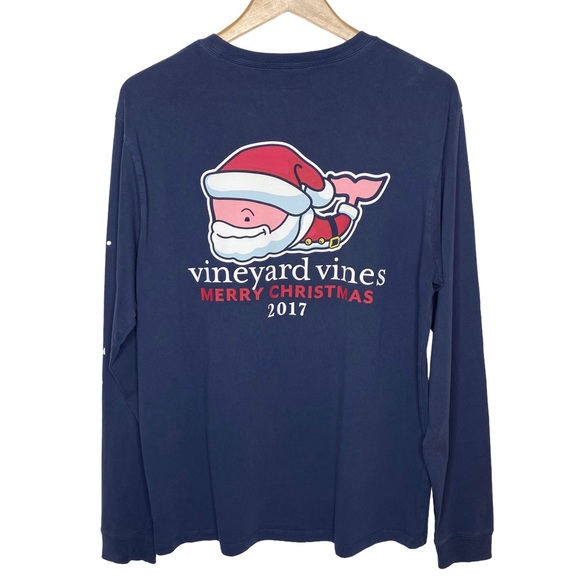 Vineyard Vines Long-Sleeve Mr. Claus Whale Pocket T-Shirt - Picture 1 of 6